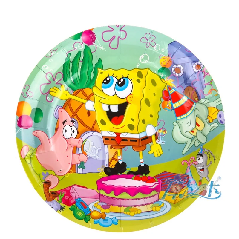 

50pcs/lot of 7inch spongebob theme paper plate tableware for birthday,party, festival