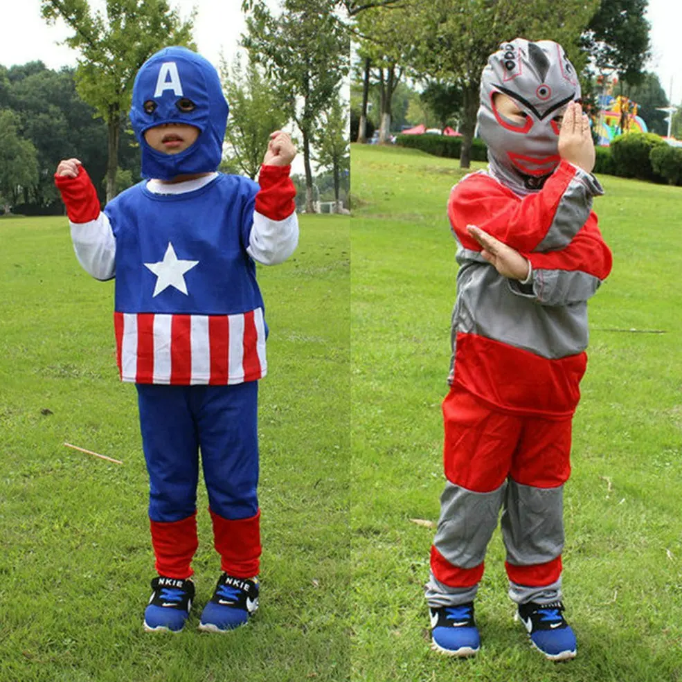 Child Avengers Captain America Ultraman Cosplay Sexy Costume Kids Boy
