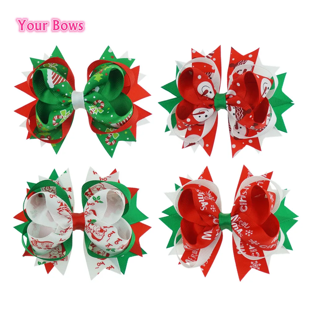 Your Bows 1PC 4.5Inch Christmas Gift Ribbon Bows Hair Clips Cute Hair