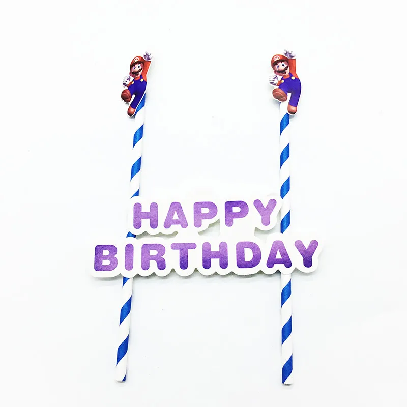 Drapeau de gâteau à thème Super Mario Bros Décorations de gâteaux à thème Super Mario Bros