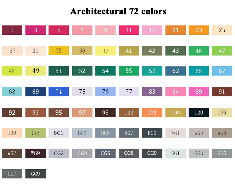 TOUCHNEW 80 цветов набор маркеров для живописи на спиртовой основе Эскиз маркер ручка для рисования манга дизайн художника архитектура принадлежности - Цвет: 72E