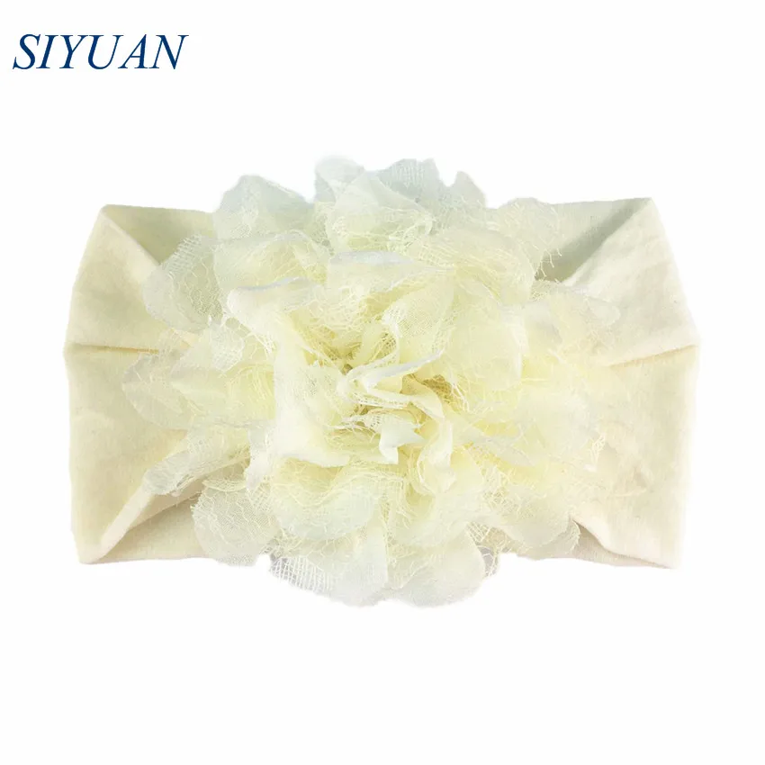 

1pcs/lot Wide Nylon Elastic Headband with 4'' Mesh Tulle Chiffon FlowerGirl Party Headwear Chic Hair Accessories HB083