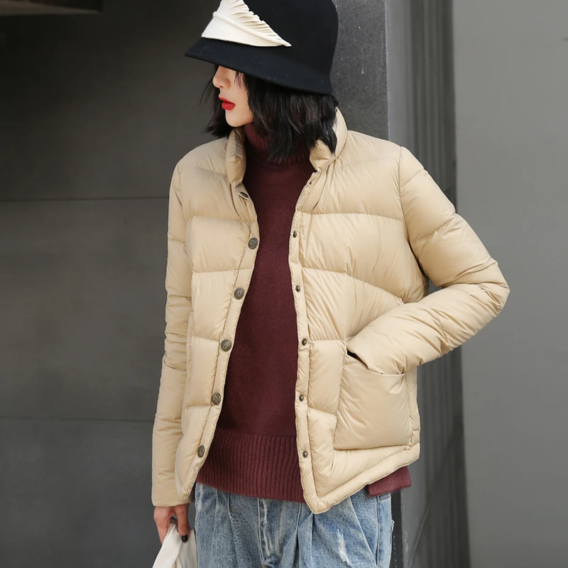 Модный женский пуховик с воротником стойкой ульсветильник кие короткие куртки
