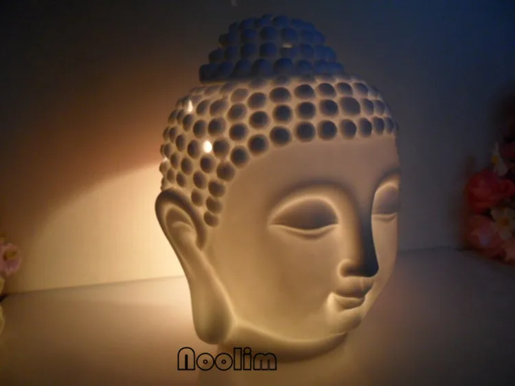 Ароматическая масляная горелка NOOLIM с головой Будды, керамическая лампа для ароматерапии, ароматическая печь, масляная лампа, домашний декор, ароматическая горелка