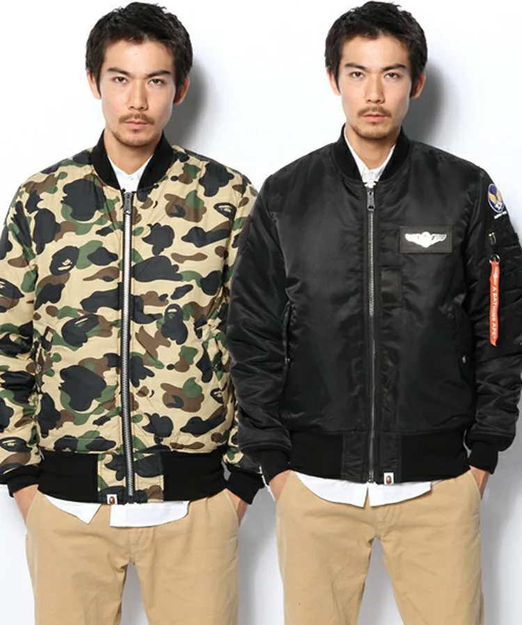 2015 fashion brand camouflage bape winter baseball MA1 flight bomber