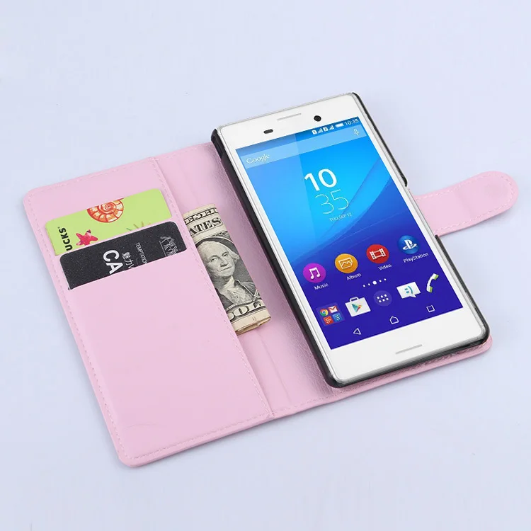 Чехол-книжка с бумажником для sony Xperia M2 Aqua M 2 S50h D2302 D2303 D2305 D2306 D2403 D2406 кожаный чехол для телефона s Coque Funda - Цвет: Розовый