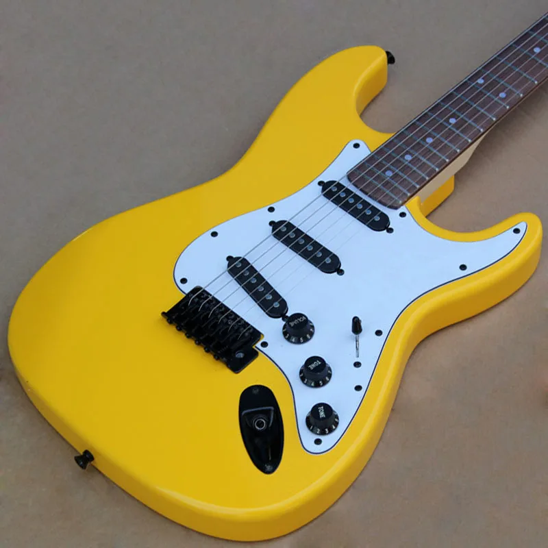 

ST Gitaar China custom electric guitars yellow body balck parts Free shipping guitarras