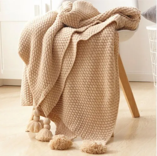 

130*170cm Gray Beige Baby Blankets Solid Crochet Soft Blanket Appease Babies Photo Kids Personalized Cotton Bedding Cover