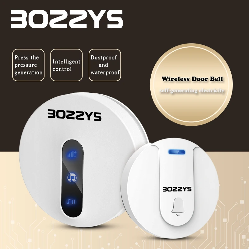 

External Wireless Doorbell Self-Powered Smart doorbell waterproof No Battery Home Cordless Bell Kinetic Electronic Door Bell