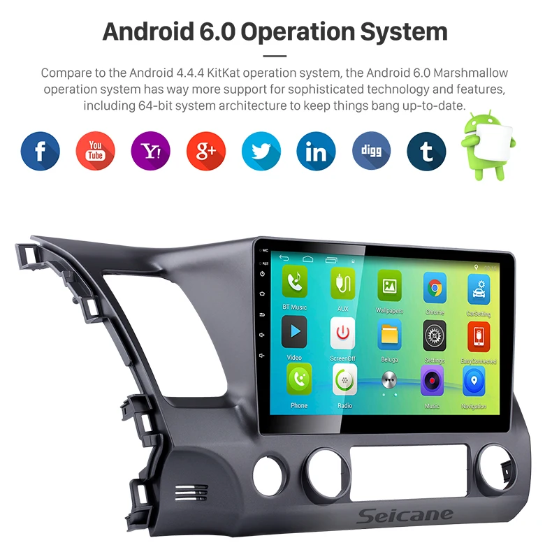 Cheap Seicane 10.1 inch Android 6.0 car Radio Bluetooth WIFI GPS system for 2006 2007 2008 2009 2010 2011Honda Civic Multimedia Player 1 Cheap Seicane 10.1 inch Android 6.0 car Radio Bluetooth WIFI GPS system for 2006 2007 2008 2009 2010 2011Honda Civic Multimedia Player 1