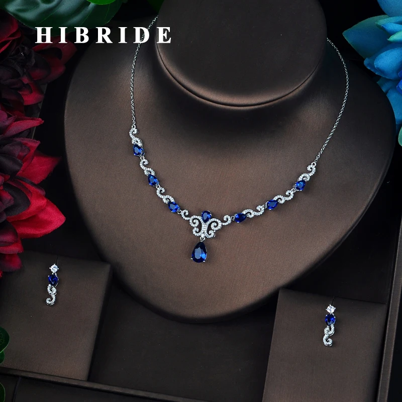 

HIBRIDE Beauty Unique Design Colorful CZ Bride Jewelry Sets For Party Parure Bijoux Femme Mariage Jewelry Accessories N-685