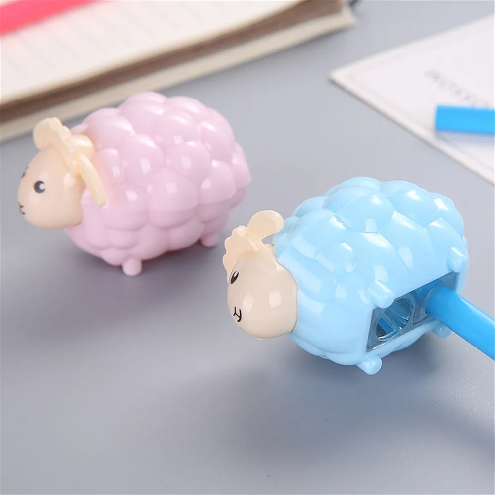 

2Pcs Cute Sheep Pencil Sharpener Double Hole Sharpener Hand-cranked Pen School Office Supply Student Stationary