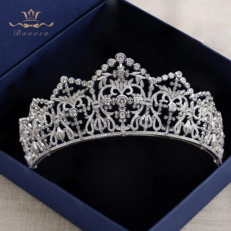 

Vintage Zircon Tiaras Crowns for Girls European Silver Brides Hairbands Sparkling Crystal Wedding Hair Accessories Birthday Gift