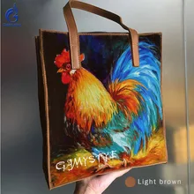 Женская сумка на плечо из натуральной воловьей кожи с петухом на заказ, женская сумка в квадратной коробке, универсальная женская сумка