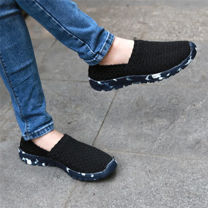 Comfortable Shoes Women Woven Flat Breathable Shallow Mouth Lazy Slip Resistant Leisure Sport Shoe Running Shoes Adult #2O24#F (20)