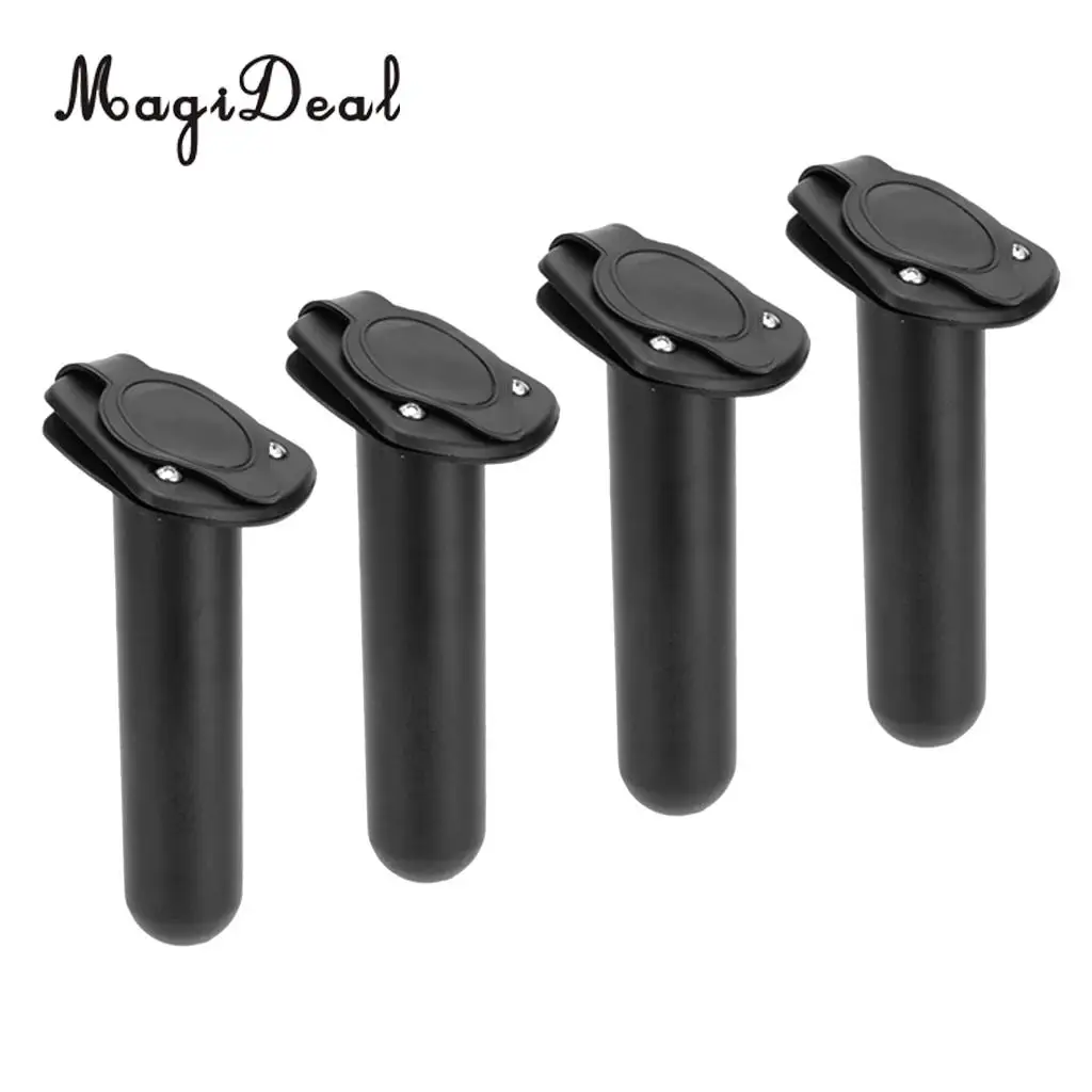 MagiDeal 4 Pieces Flush Mount Fishing Boat Rod Holder Bracket with  Cover, Kayak Box Fishing Tackle Accessory Tool