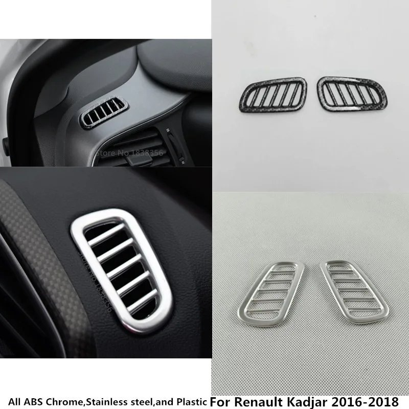 

High quality For Renault Kadjar 2016 2017 2018 car front Air conditioning Outlet Vent styling garnish cover frame lamp trim 2pcs
