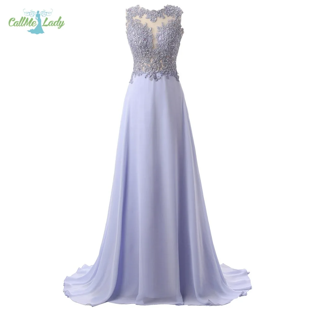 

Callmelady Prom Dresses 2019 Long Keyhole Sheer Neck Elegant for Women Formal Gowns Party with Lace Appliques & Beading