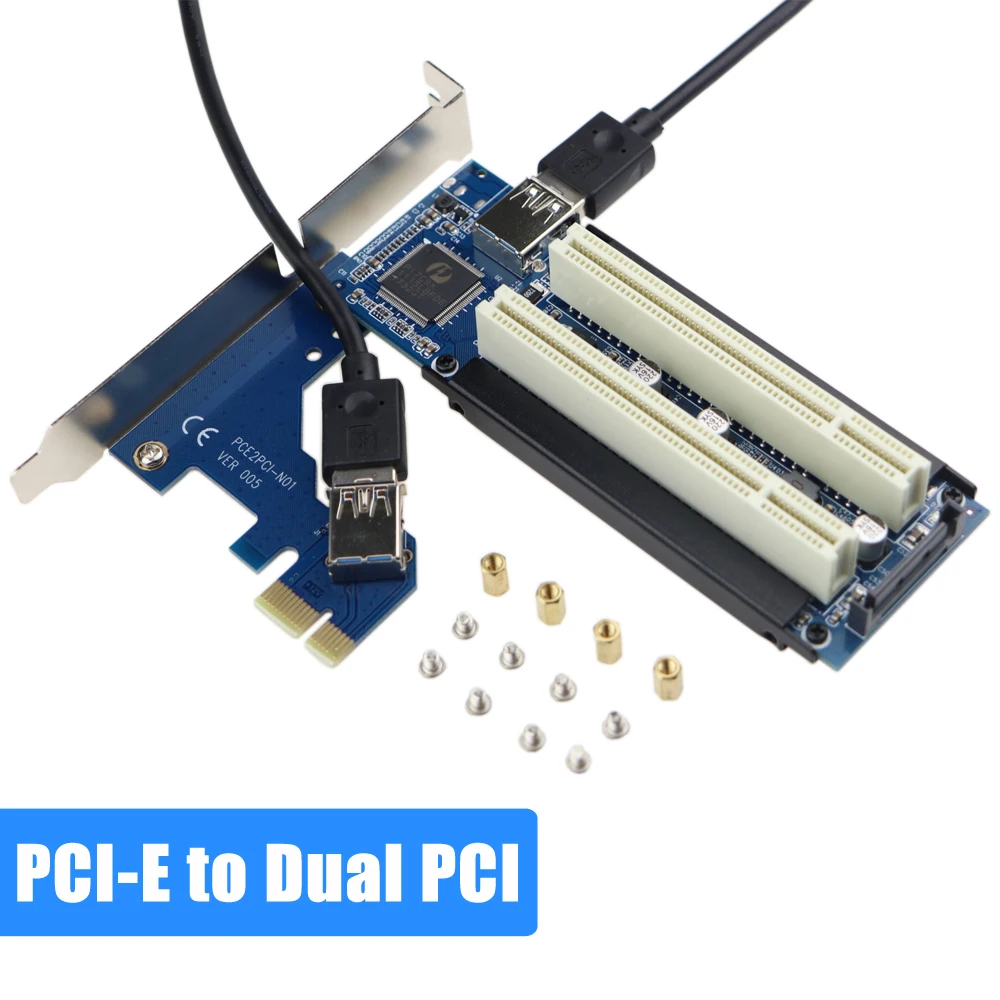 PCI-E PCI Express X1 к двойным разъемам PCI переходная плата расширения с кабелем USB 3,0 для настольного компьютера