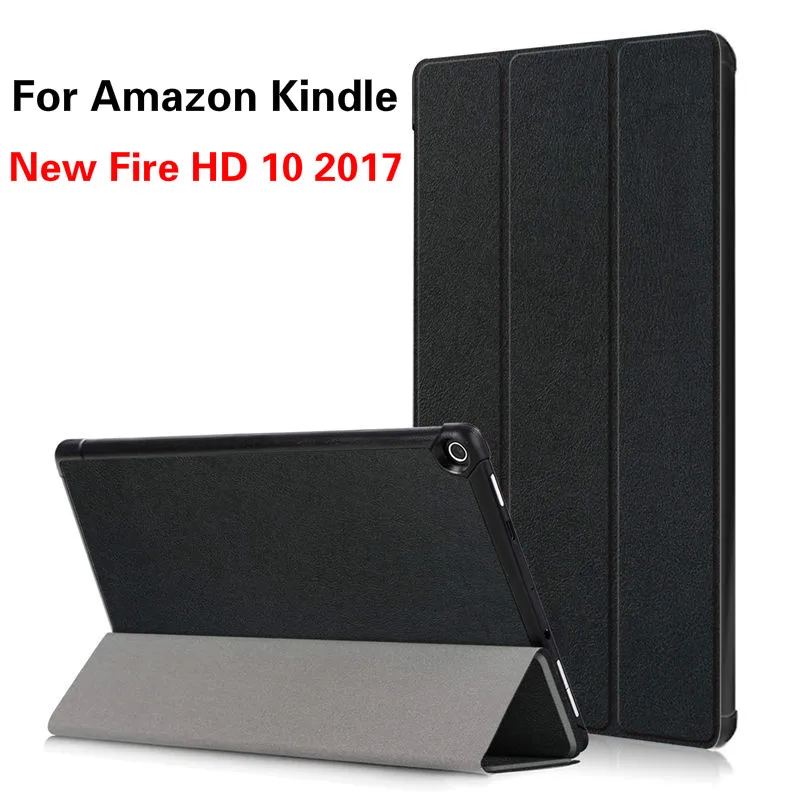 Складной футляр для Amazon Kindle All-New Fire HD 10 Tablet 10,1 "2017 ультра тонкий PU кожаный умный чехол для сна Funda + PEN