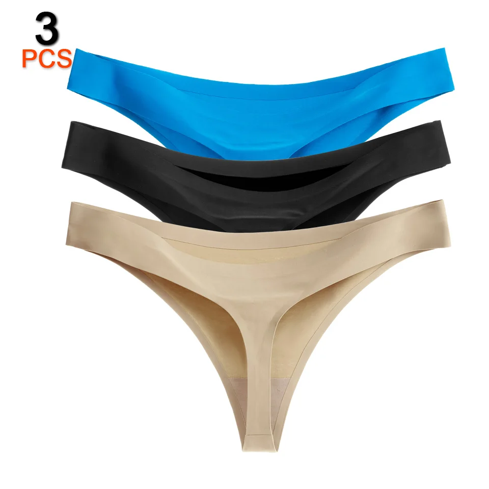 3PCS/Lot Sexy Women Thongs And G Strings Seamless Tangas Panties Low-Rise String Femme Solid Underwear Women Intimates Lingerie