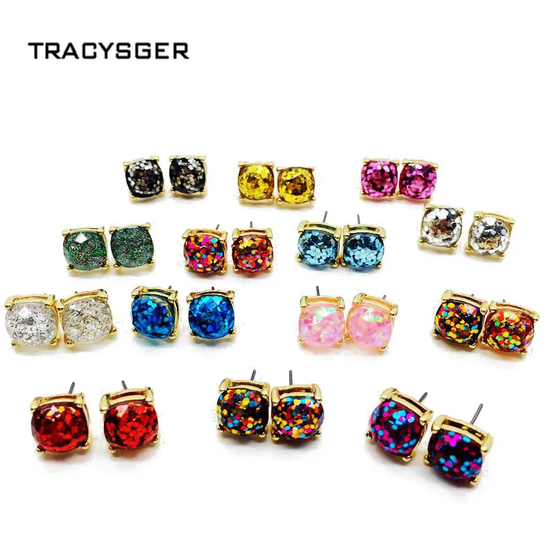 

AM-es20253/ TRACYSGER /sweet girl jewelry / 1CM glitter flash stud earrings