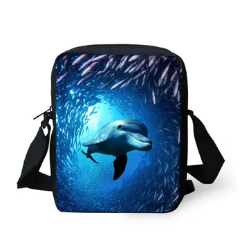 

THIKIN Messenger Bag Women Handbags Cool Dolphin Blue Ocean Print Crossbody Bag Casual Girls Bookbag Mochila Kids Shoulder Bag