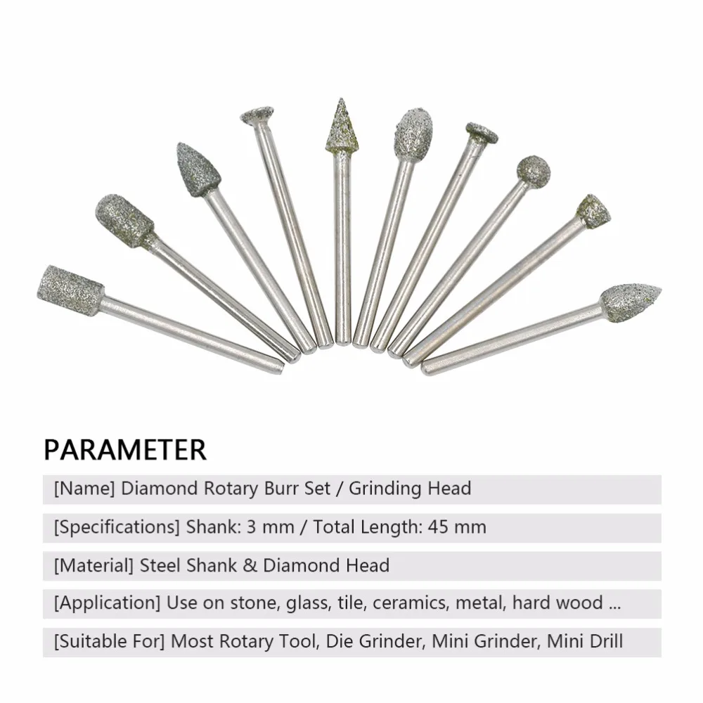 GOXAWEE абразивные инструменты алмазные шлифовальные сверла установленный точечный комплект с 1/" хвостовиком роторный инструмент для Dremel электродрели