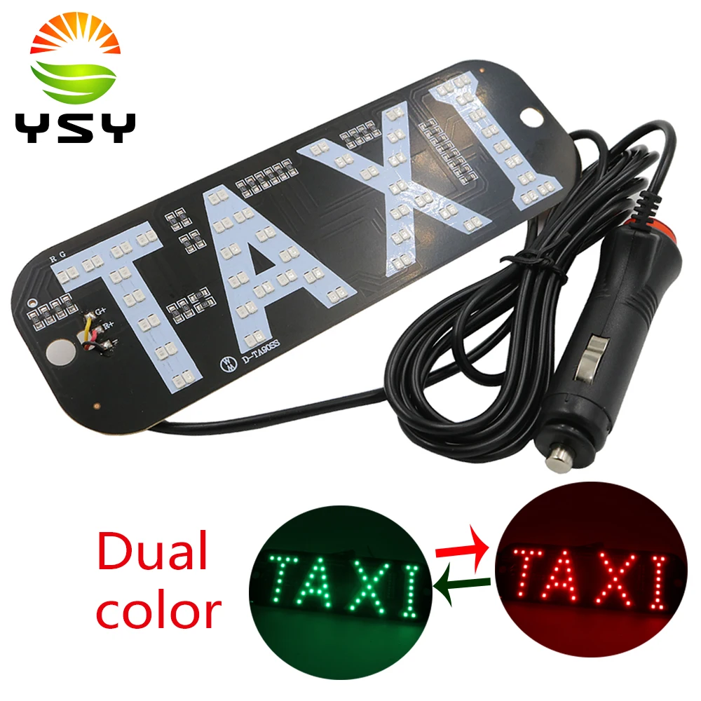 

YSY 1pc/lot Taxi Led Car Windscreen Cab indicator Lamp Sign Red/Green Dual color LED Windshield Taxi Light Lamp 12V