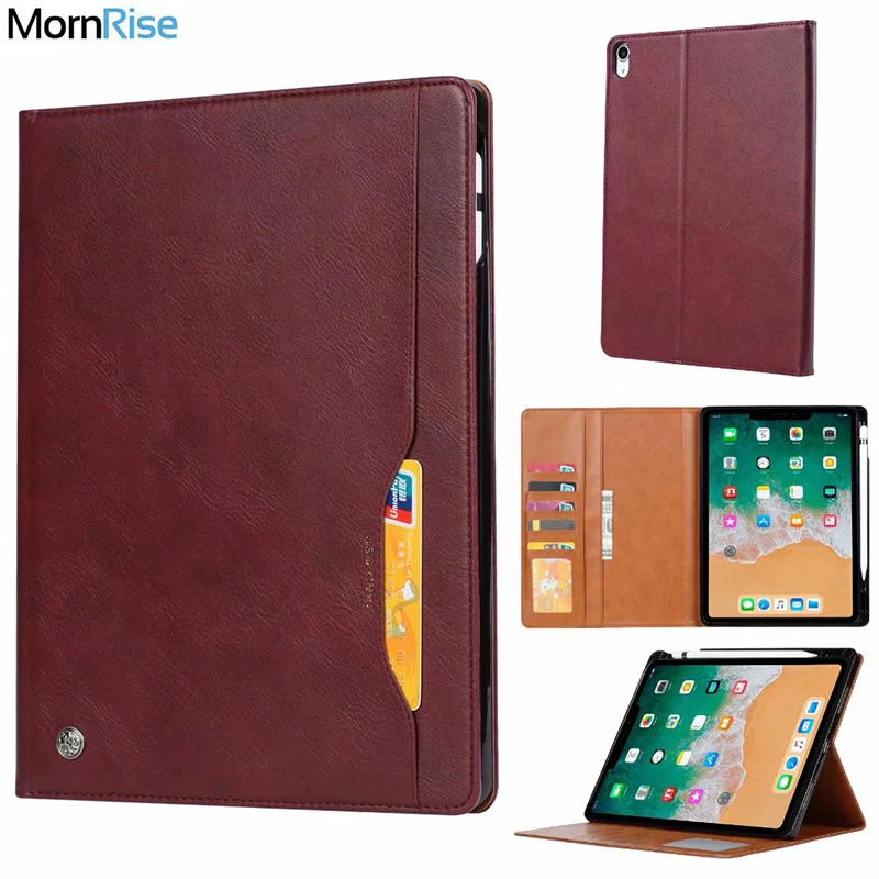 

New Luxury Vintage Suede Leather Smart Cover For Apple iPad Pro 11 2018 Case Wallet Card Stand Magnetic Book Classic Flip Case