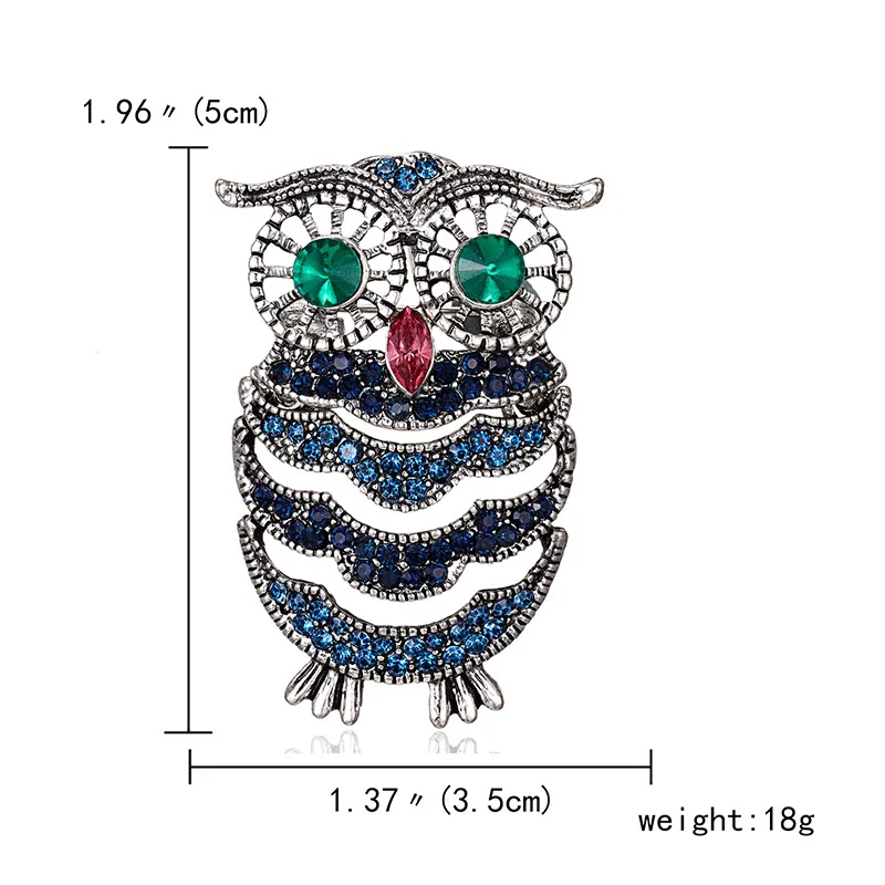 Модные насекомые бабочки птицы брошь горный хрусталь пчела Сова Омаров Черепаха Животное Броши Женский значок с эмалью для женщин мужчин - Окраска металла: owl