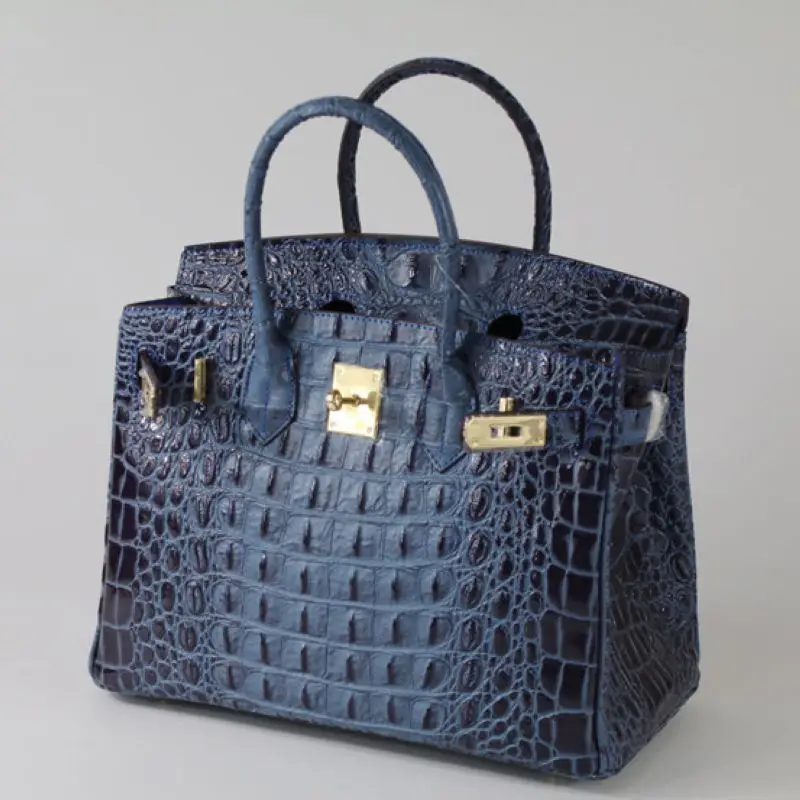 Tote freier blau Leder Raum Tasche himmel Neue Schulter Krokodil Echtem brown Mode Frauen schwarzes Beutel Rindsleder 9316 Damen Patten Handtaschen grau Beige gold blau Bag Messenger 2019 fgPqn1w