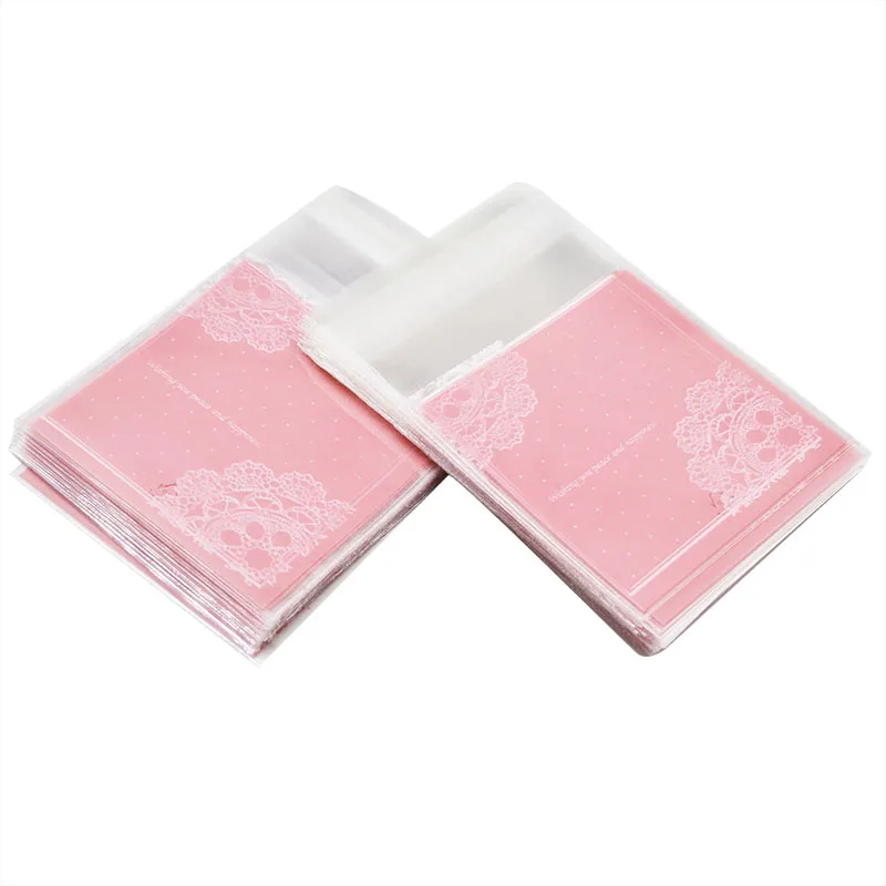 

50/100Pcs Lovely Pink Lace Transparent Cellophane Plastic Bags Baking Candy Cookie Gift Bag For Wedding Birthday Party Favors