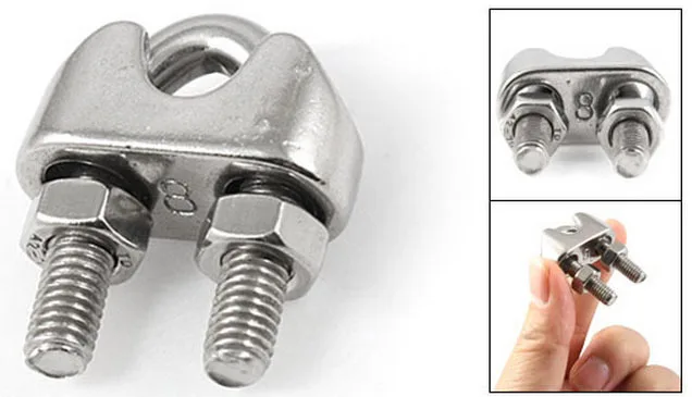 

304 Stainless Steel 8mm 5/16" Wire Rope Clip Cable Clamp Silver Tone 5pcs