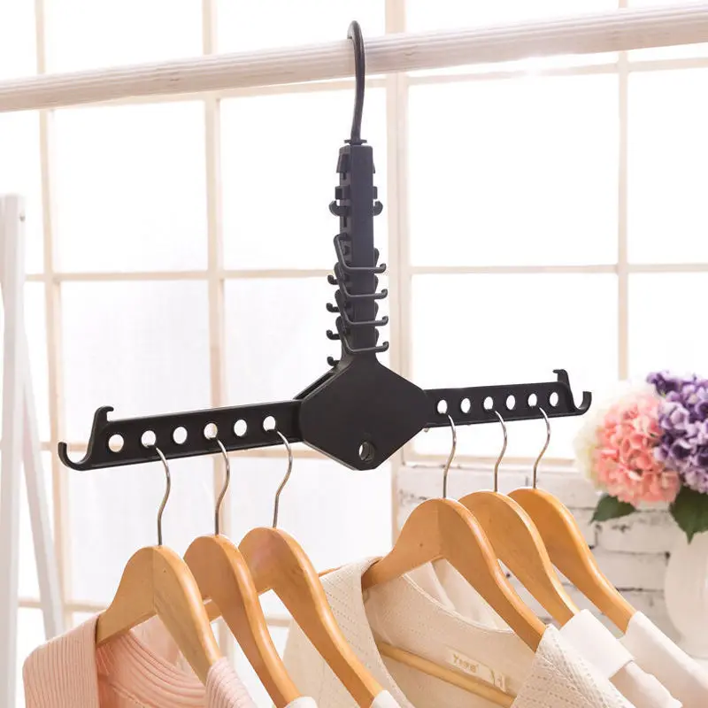 

Magic Multi-Functional Dual Hanger Folding Clothes Hanger Clothing Drying Rack S-Shaped Hooks