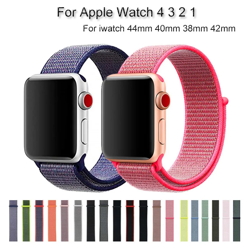 

Sport loop Watch Band For Apple Watch 4 3 2 1 Bracelet Strap For iwatch 44mm 40mm 38mm 42mm woven nylon Replacement Watchband