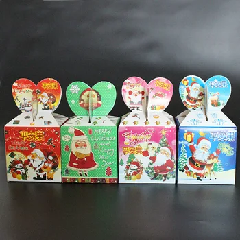 

50PCS multicolour Christmas square Paper Boxes Candy Box Wedding Favors Gift with ribbon Party Birthday Baby Shower Supply
