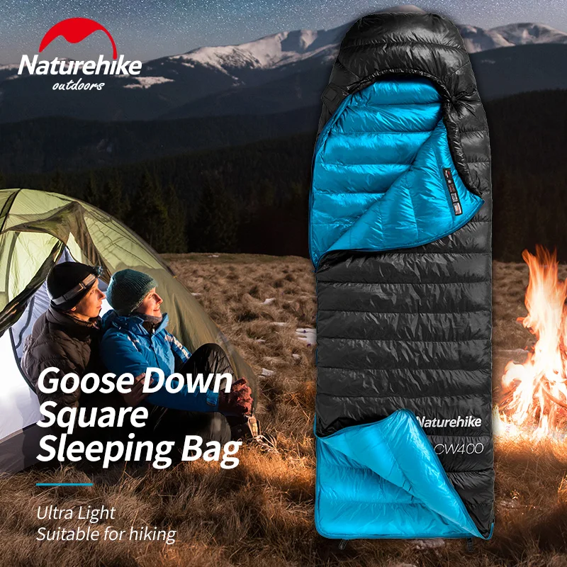 Discount  Naturehike CW400 Goose Down Square sleeping bag ultra light camping hiking Winter thicken Warm Slee