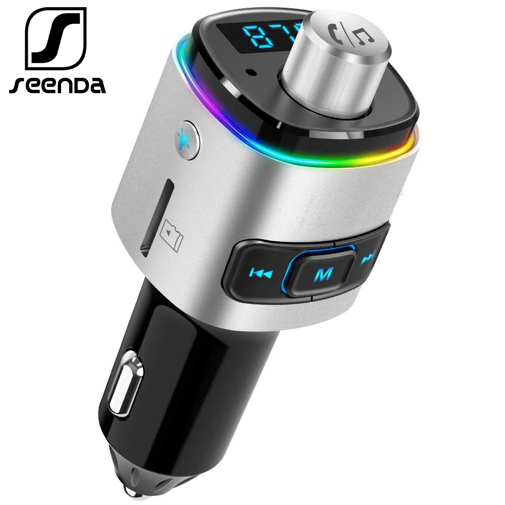 SeenDa QC3.0 شاحن سيارة بلوتوث FM الارسال يدوي LED سيارة الصوت MP3 لاعب سريع المزدوج USB سيارة شاحن الهاتف مع TF