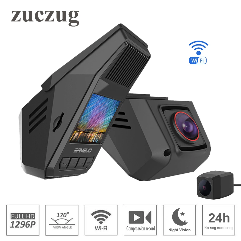 

ZUCZUG hidden Car DVR wifi 1296P Night Vision universal Dash Cam Recorder Wireless Dual cameras G-Sensor Parking monitoring