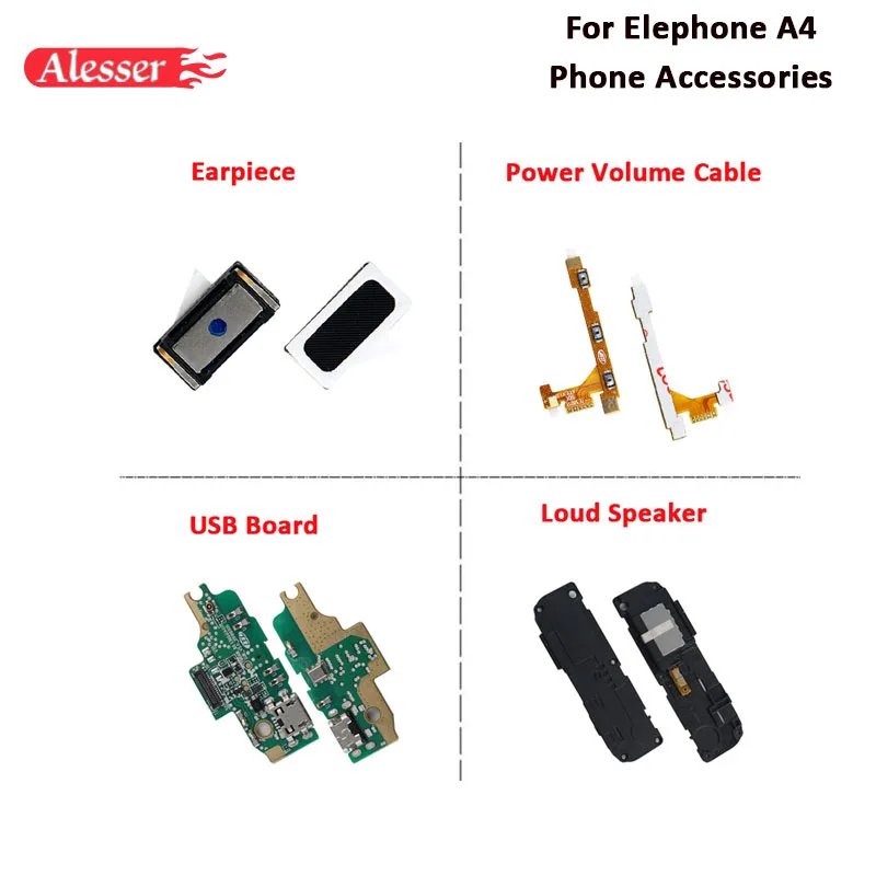 

Alesser For Elephone A4 USB Plug Charge Board Assembly Replacement For Elephone A4 Pro Loud Speaker Power Volume Cable Earpiece