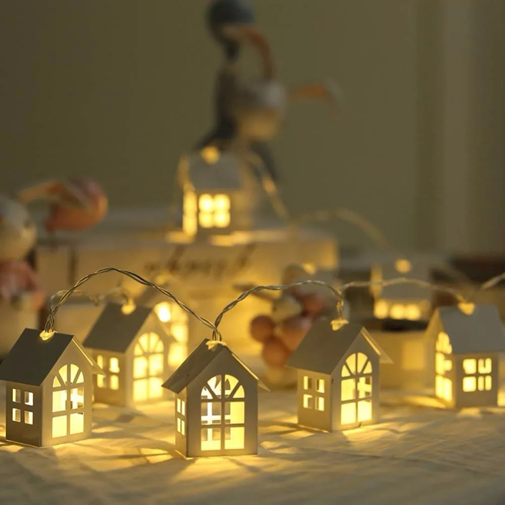 LED Garland Wood House String 1.5m 10LEDs Room Decor Lamp Wedding Party Holiday Fairy Lights Novelty Night Light Lamp|Светодиодная
