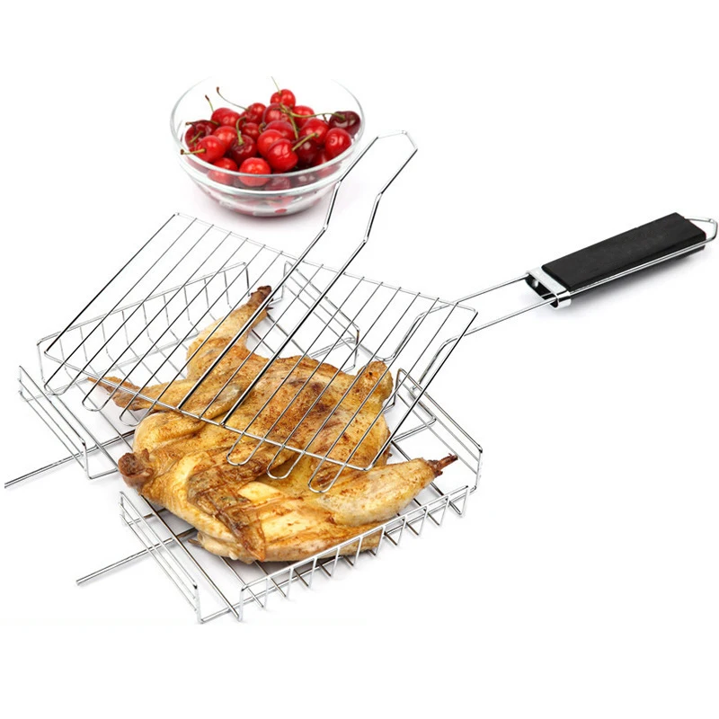 Stainless Steel Grilling Basket Folding Non stick Barbecue Tool