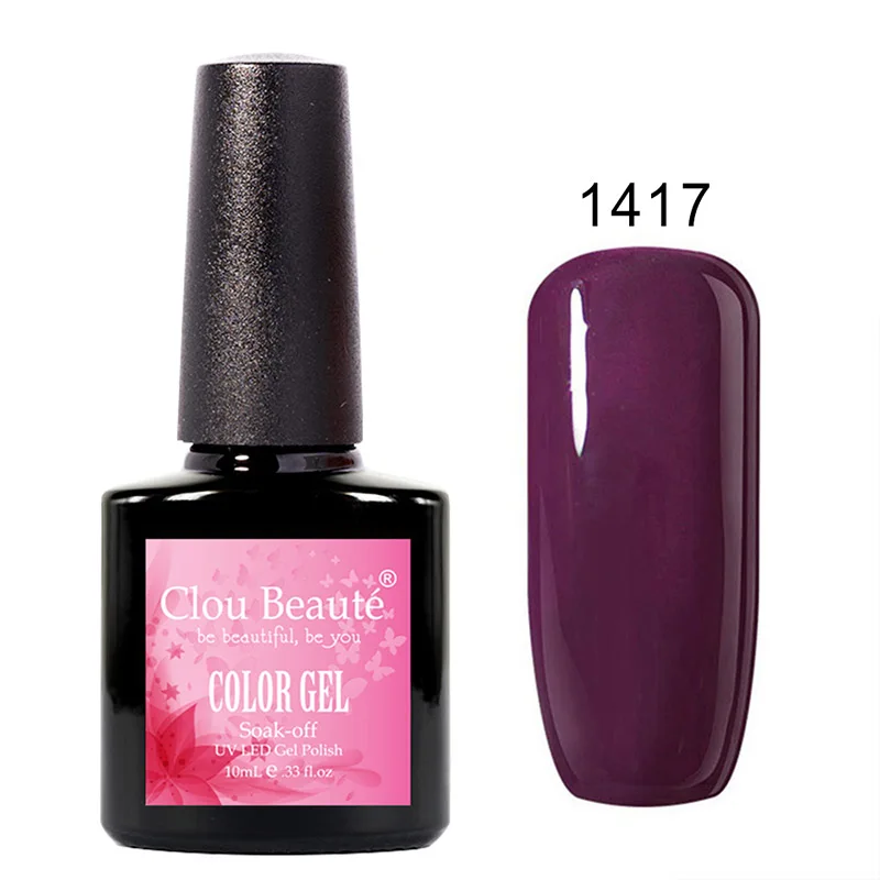 Clou Beaute, 10 мл, фиолетовый цвет, Гель-лак, впитывающий гель, лак, эмалированный лак, СВЕТОДИОДНЫЙ УФ-лак для ногтей, Ультрафиолетовый Лавандовый УФ-Гель-лак - Цвет: 1417