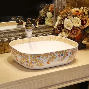 

Jingdezhen Ceramic Bathroom Washbasin European Wash sink Hand Basin oval ceramic wash basin bathroom sink