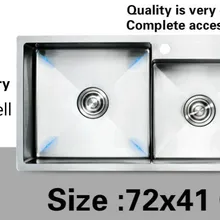 Квартира кухонный ручная раковина двойной паз посуду класса люкс 304 Нержавеющая сталь стандарт Лидер продаж 720x410 мм
