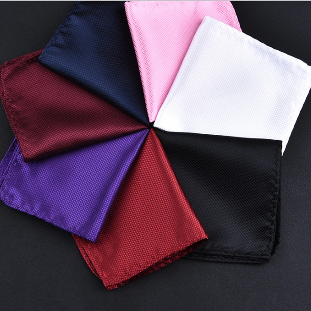 10Pcs/lot SHSEJA Pure handkerchief dark grid pocket towel Men's fine polyester silk business