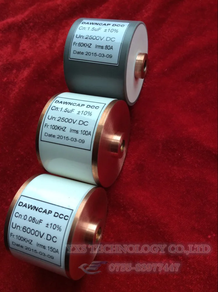 

1.5UF 2500VDC 100A / 0.08UF 6000V DC 150A 100KHZ  Resonant Capacitor / High Frequency Voltage Big Current Resonance Capacitor