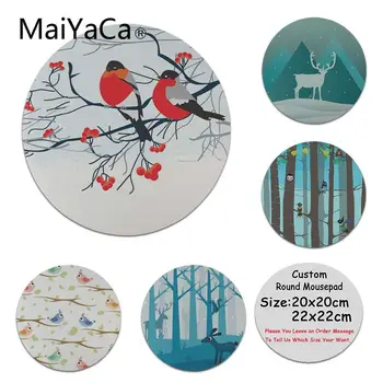 

MaiYaCa Custom Skin Forest BirchTree Branch Birds Unique Desktop Pad Game Mousepad Computer Game Rubber Round Mouse Pad