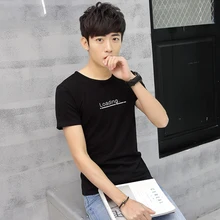 2017 summer men’s casual short-sleeved T-shirt, fashion slim round neck mens t shirt , Summer breathable letter tee men